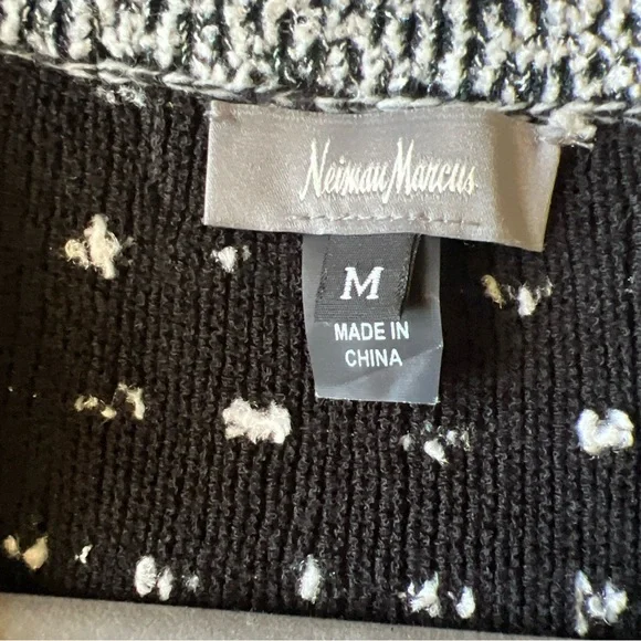 Neiman Marcus M Black White Open Cardigan Sweater - Picture 13 of 15